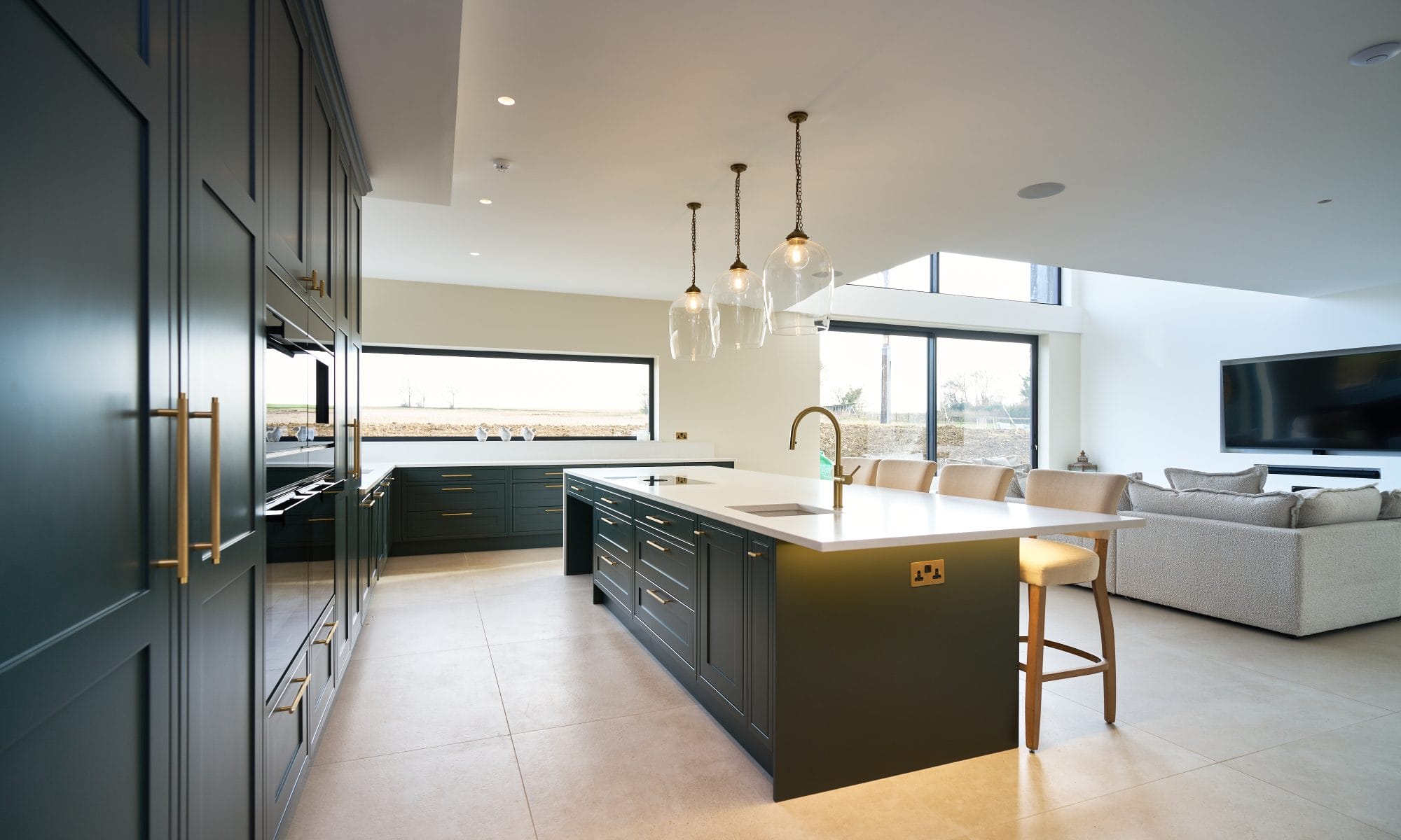 kitchen island with waterfall ends